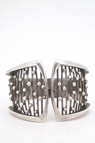 vintage Scandinavian modernist sterling silver wide bracelet Sweden 1973
