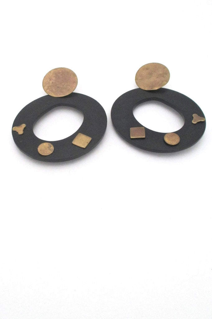 Martha Sturdy Canada vintage 1980s resin and brass large drop earrings