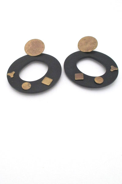 Martha Sturdy Canada vintage 1980s resin and brass large drop earrings