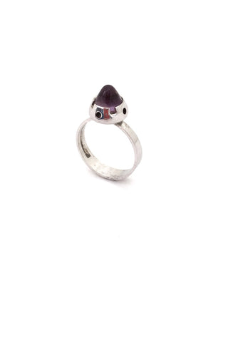 Martti Viikinniemi Finland vintage silver and amethyst ring Scandinavian Modernist jewelry design