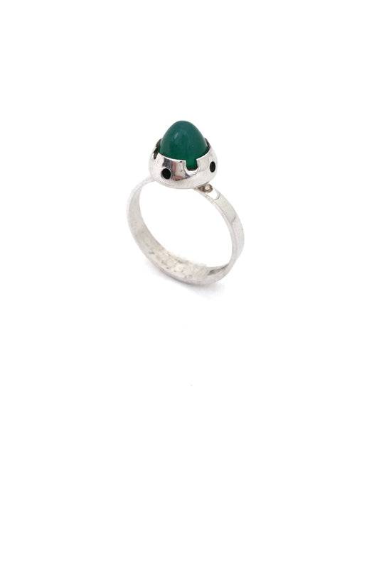 Martti Viikinniemi Finland vintage silver and chrysoprase ring Scandinavian Modernist jewelry design