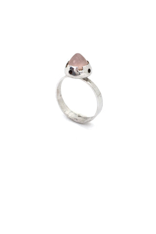 Martti Viikinniemi Finland vintage silver and rose quartz ring Scandinavian Modernist jewelry design