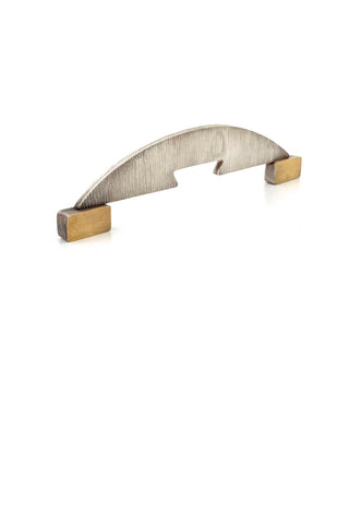 Mary Hughes USA vintage silver 22k gold large Bridge Pin brooch Postmodern jewelry design 1980s