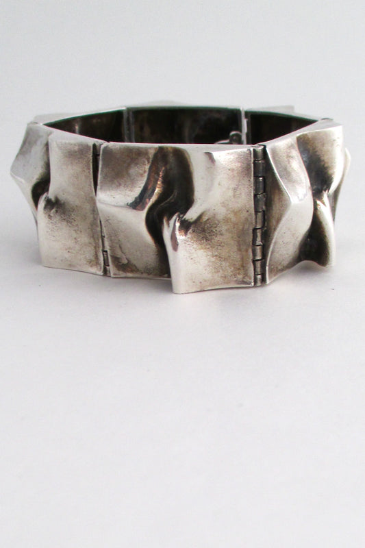Matti Hyvarinen Finland vintage scandinavian modernist silver panel link bracelet 1973