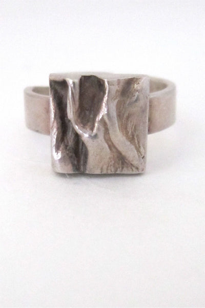 Matti Hyvarinen Finland vintage silver modernist bark ring