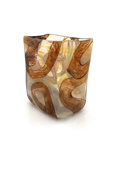 Mdina Glass Malta vintage blown glass Earthtones vase