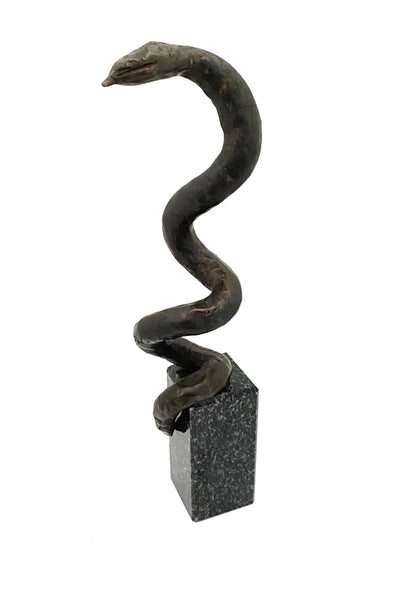 Michal Kubiak Poland bronze serpent snake asp sculpture black granite base