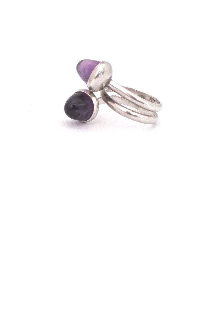 Niels Erik N E From Denmark vintage silver mid century modernist amethyst ring