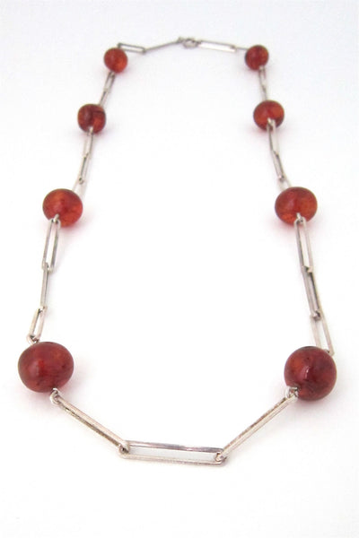 NE From Denmark vintage silver and amber long link necklace