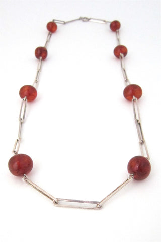 NE From Denmark vintage silver and amber long link necklace