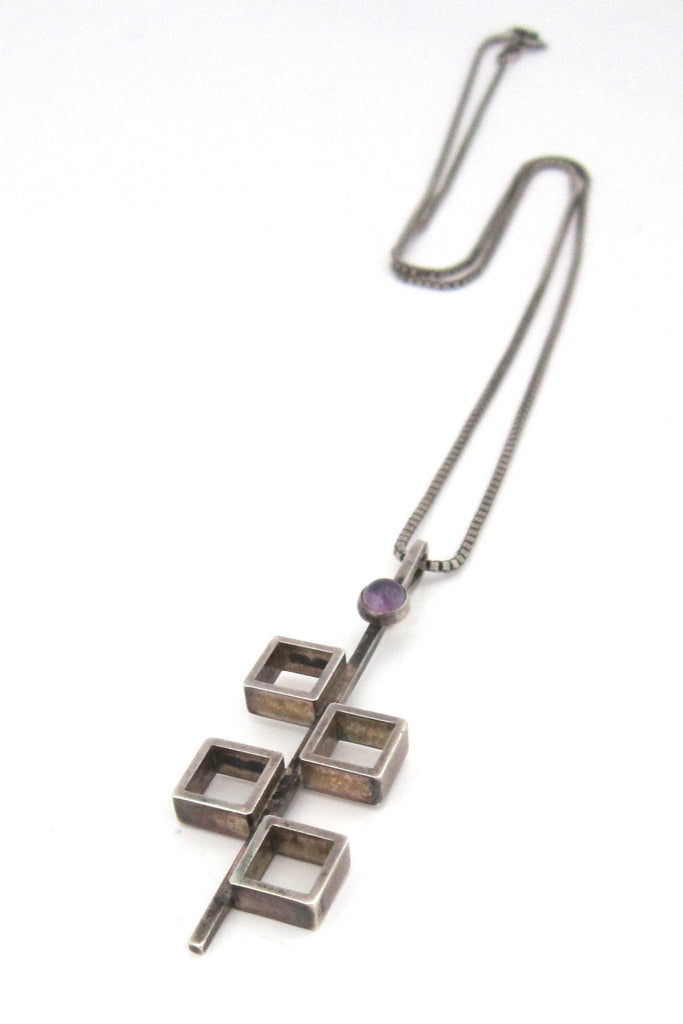N E From Denmark vintage silver modernist amethyst necklace