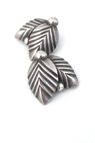 Niels Erik From Denmark vintage silver Scandinavian Modernist leaf & berry earrings