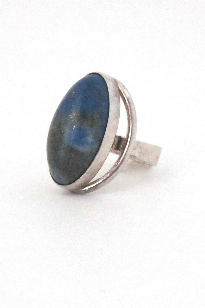 N E From Denmark vintage modernist silver & lapis ring