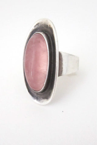 N E From Denmark modernist silver and rose quartz ring