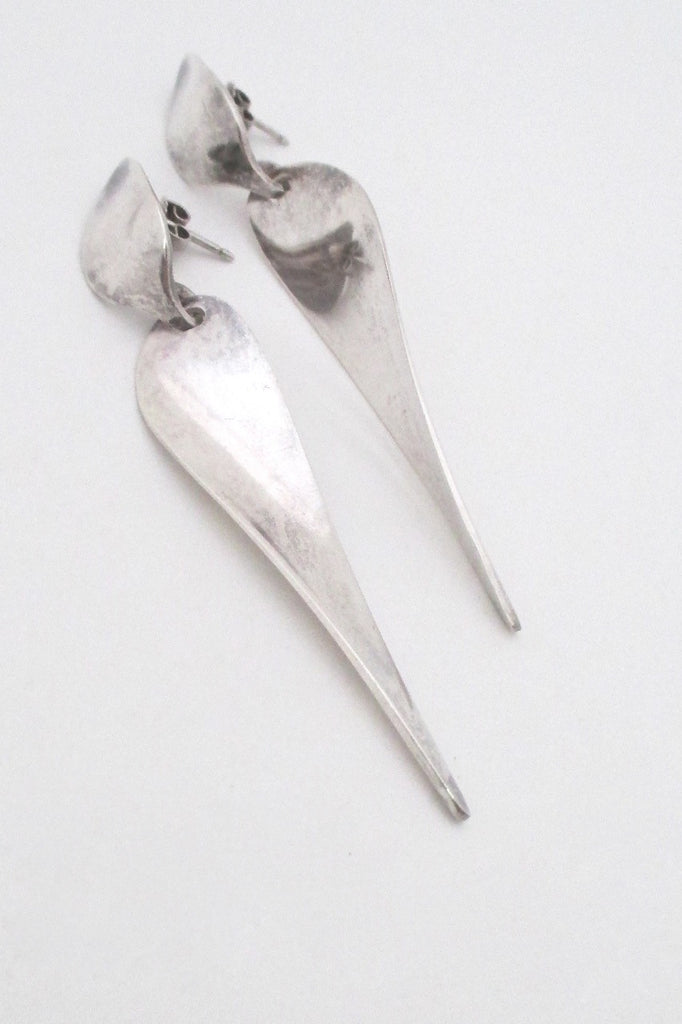 Nanna Ditzel for Georg Jensen Denmark vintage modernist silver statement drop earrings Scandinavian Modern
