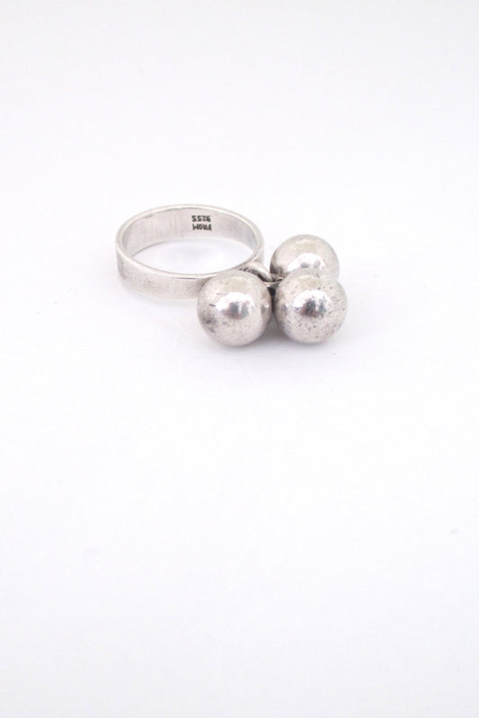 Niels Erik From Denmark vintage silver kinetic 3 spheres ring