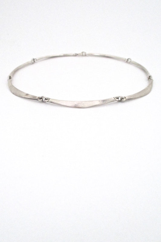 Niels Erik From Denmark vintage silver long link choker necklace mid century design