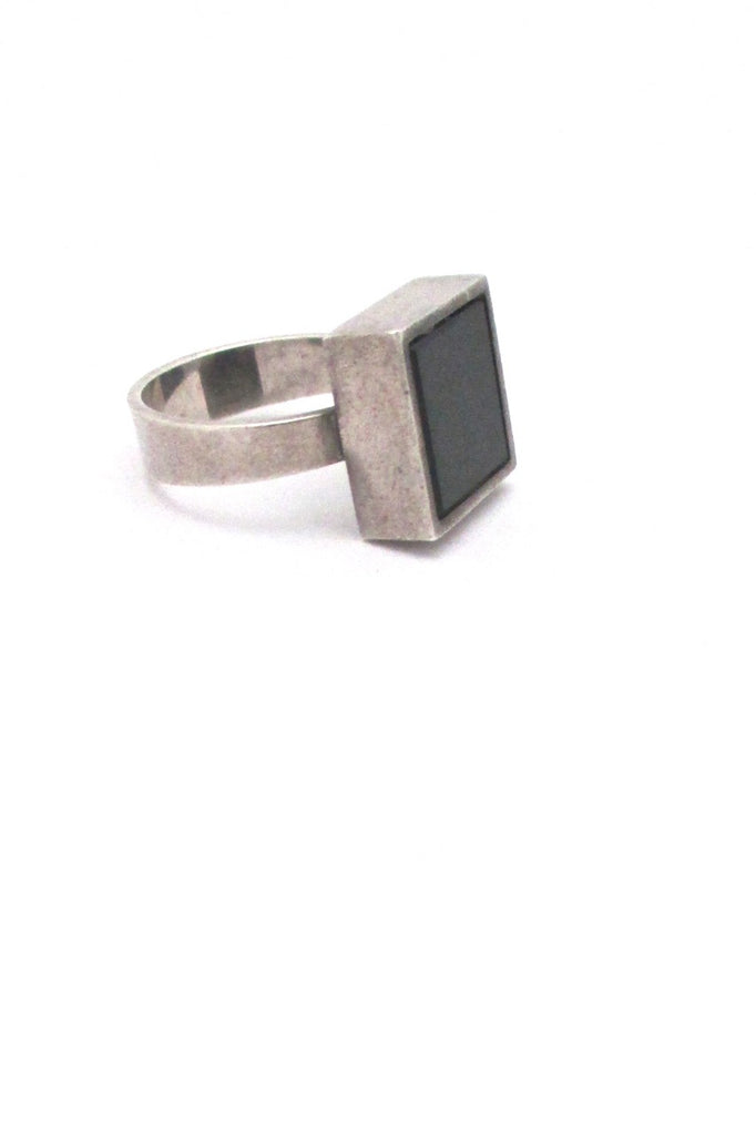 profile NE From Denmark vintage silver black stone modernist ring