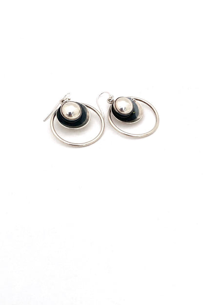Niels Erik NE From Denmark vintage silver circles drop earrings Scandinavian Modernist jewelry design