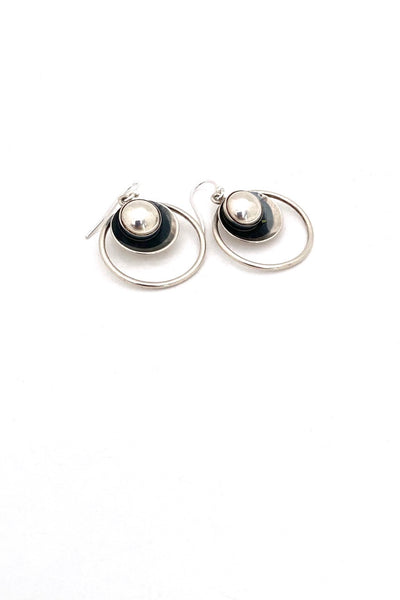 Niels Erik NE From Denmark vintage silver circles drop earrings Scandinavian Modernist jewelry design