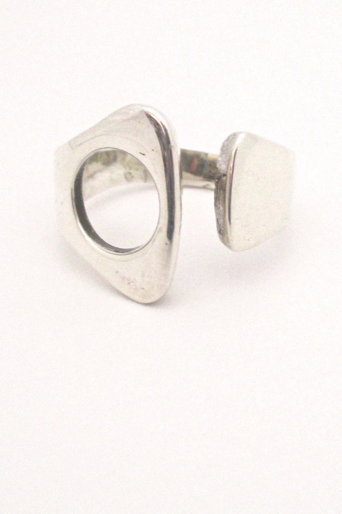 N E From Denmark vintage Scandinavian Modern large silver open ring