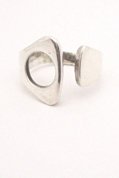N E From Denmark vintage Scandinavian Modern large silver open ring