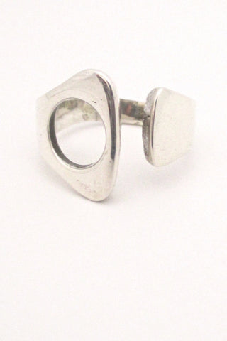 N E From Denmark vintage Scandinavian Modern large silver open ring