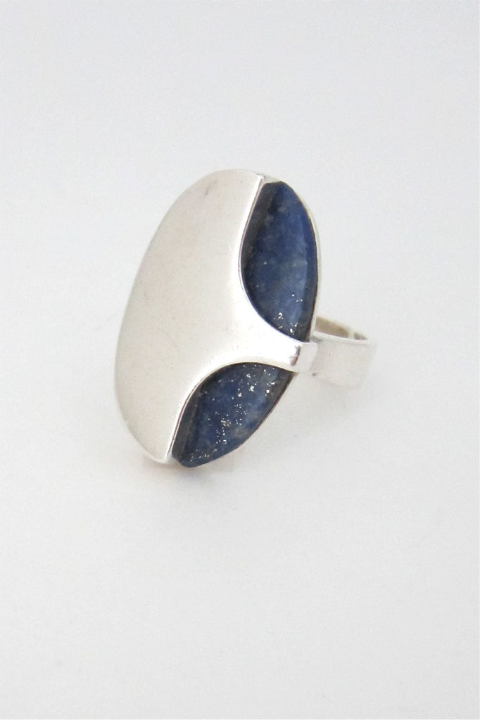 NE From Denmark vintage sterling silver and lapis large ring