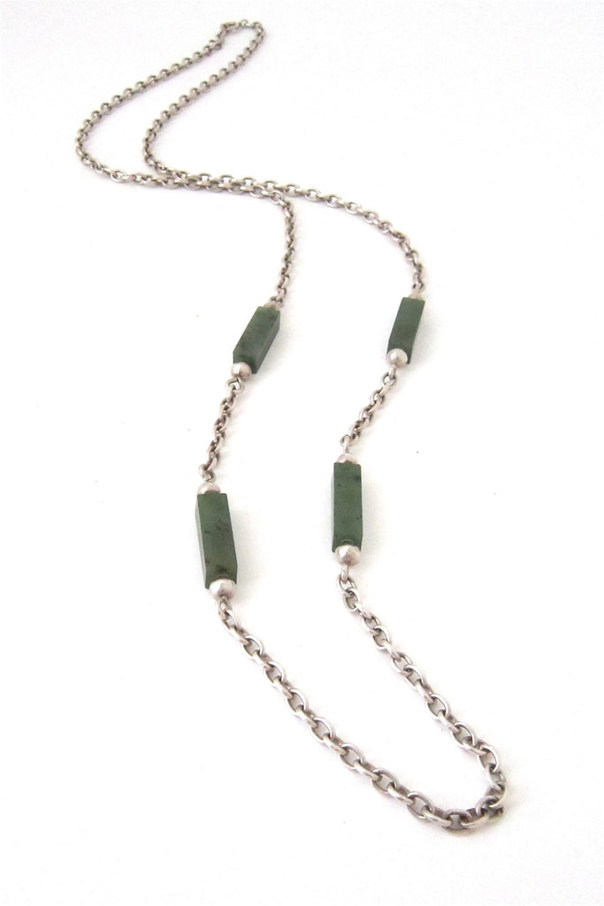 NE From Denmark vintage silver and jade heavy link chain necklace