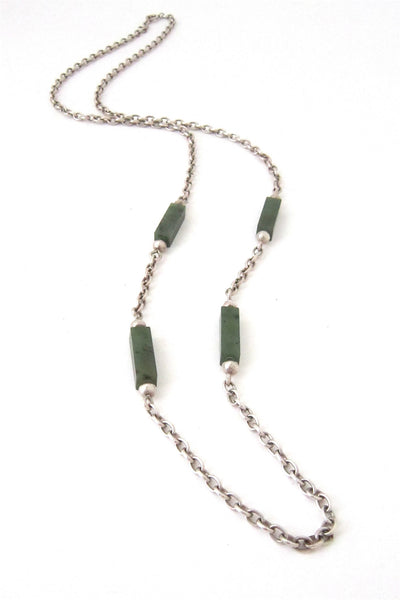 NE From Denmark vintage silver and jade heavy link chain necklace