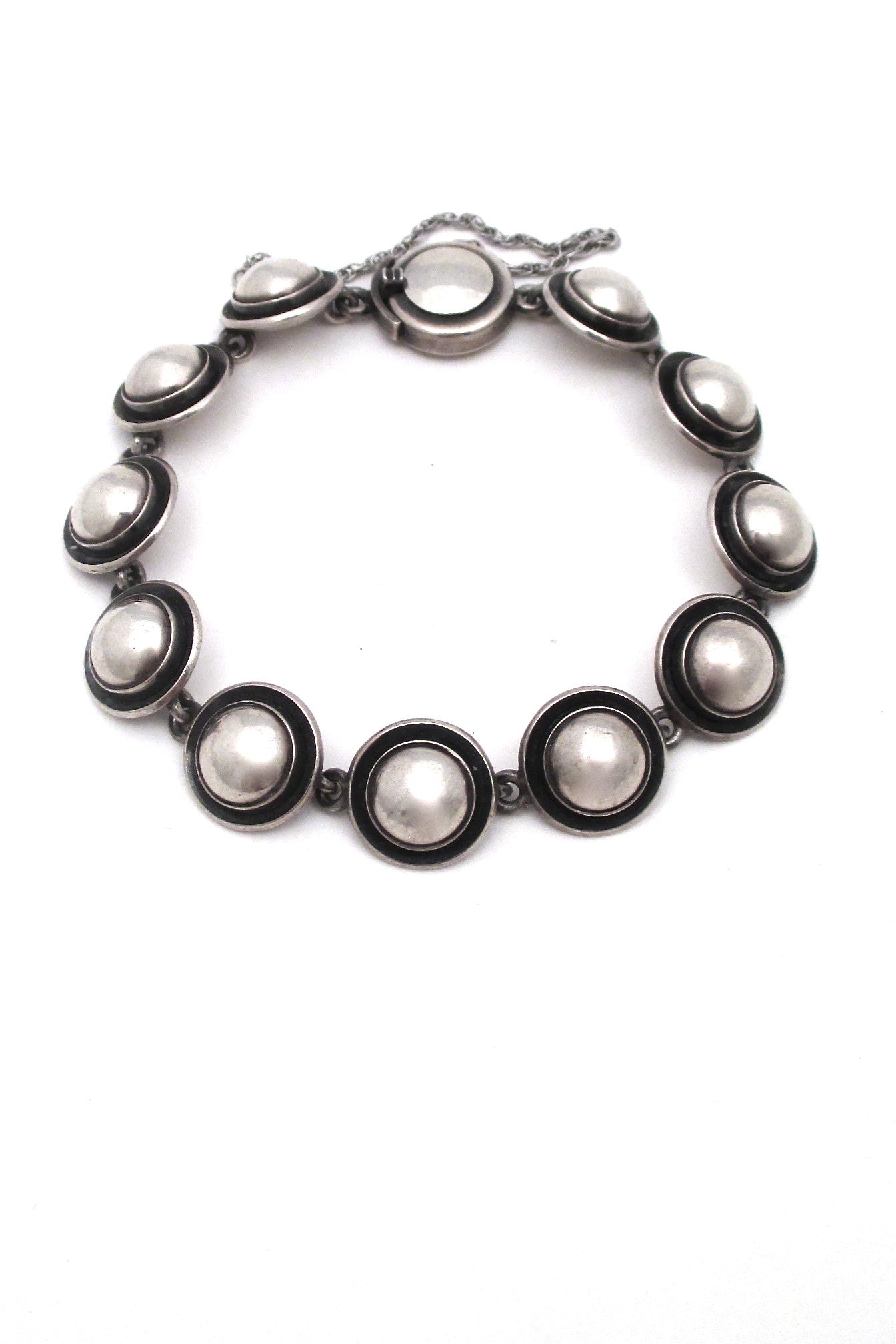 Niels Erik From Denmark vintage Scandinavian Modernist silver cabochons link bracelet