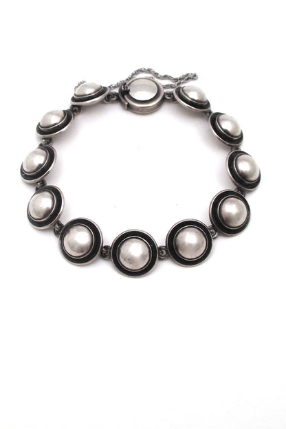 Niels Erik From Denmark vintage Scandinavian Modernist silver cabochons link bracelet