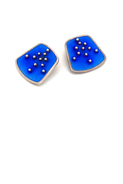 Knut Andreas Rasmussen Norway vintage silver enamel earrings Scandinavian Modernist jewelry design