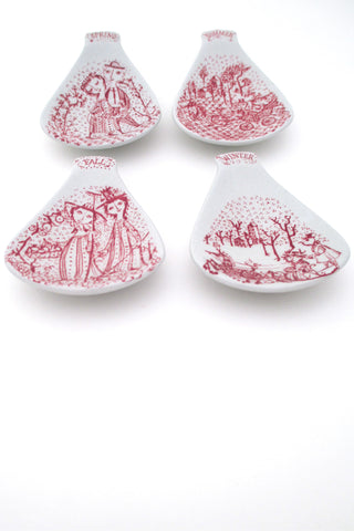 Bjorn Wiinblad for Nymolle Denmark vintage set of Four 4 Seasons dishes
