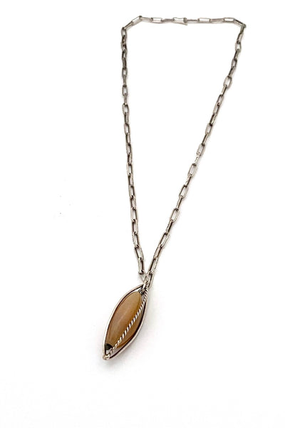 ORNO Poland vintage silver agate pendant necklace Modernist jewelry design