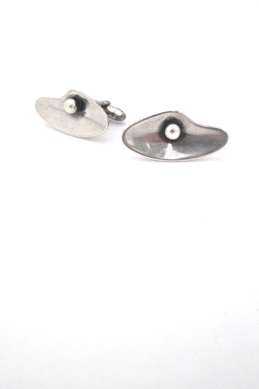 detail Otto Robert Bade ORB USA vintage sterling silver biomorphic cufflinks American Modernist