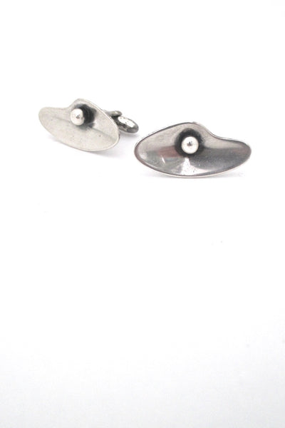 detail Otto Robert Bade ORB USA vintage sterling silver biomorphic cufflinks American Modernist