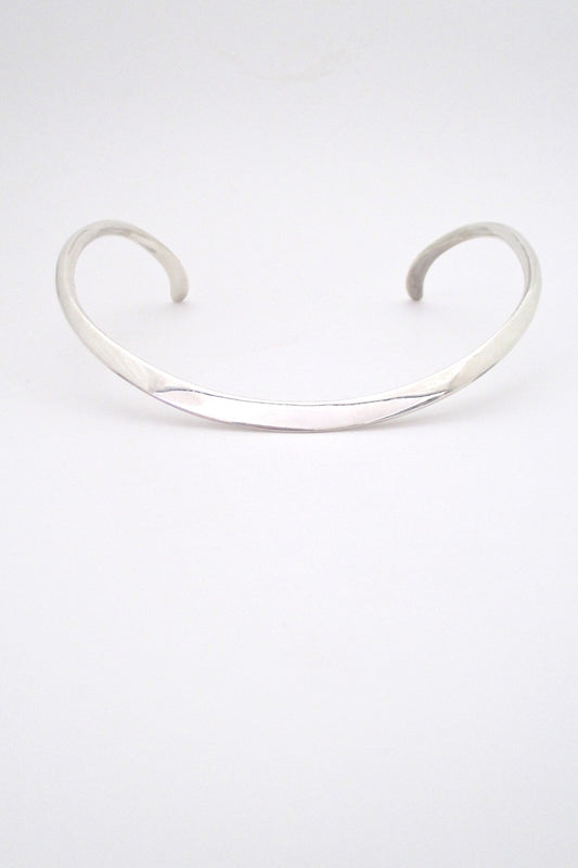 Ove Wendt for Age Fausing Denmark vintage heavy silver curved neck ring Scandinavian Modern