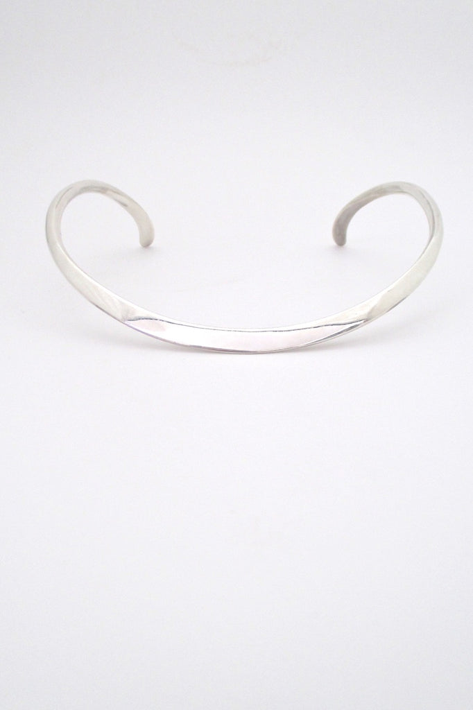 Ove Wendt for Age Fausing Denmark vintage heavy silver curved neck ring Scandinavian Modern