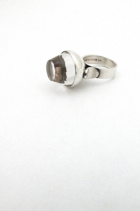 detail Elis Kauppi Kupittaan Kulta Finland extra large vintage silver rock crystal ring Scandinavian Modern jewelry design