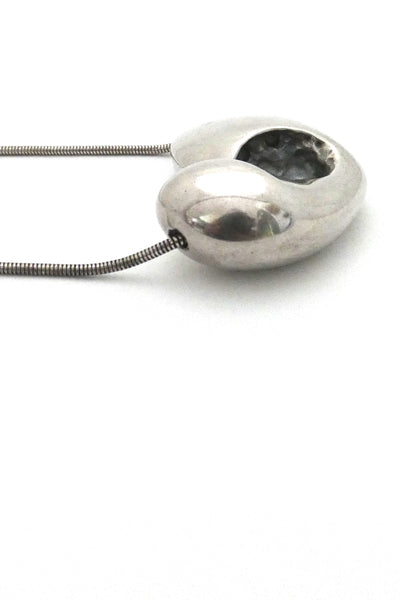 profile Poul Havgaard Lapponia Finland large vintage silver heart With Love Rakkaudella necklace 1974 Scandinavian Modernist jewelry design