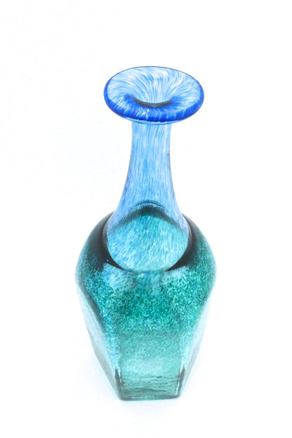 detail Bertil Vallien for Kosta Boda Sweden vintage glass Artist Collection large Antikva vase # 4 signed Scandinavian Modern design