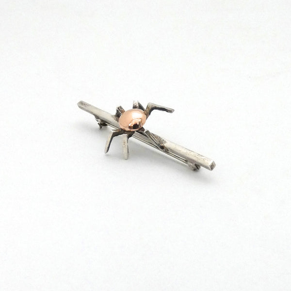 detail OPUS Canada vintage silver gold spider brooch mid century Modernist Canadian design jewelry