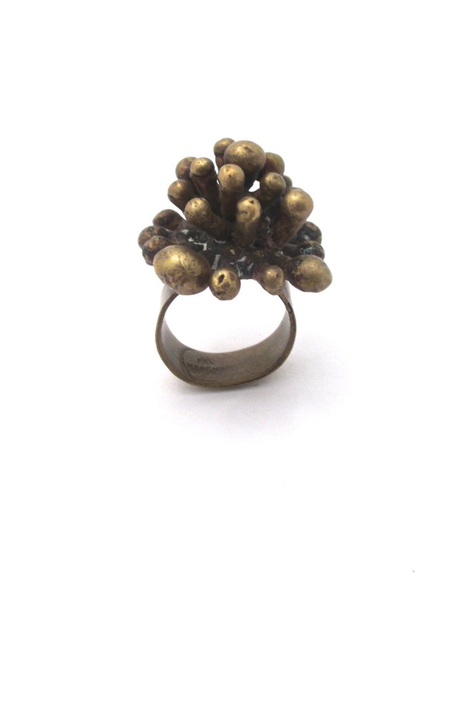 Pal Kepenyes Mexico vintage brutalist large brass starburst ring signed