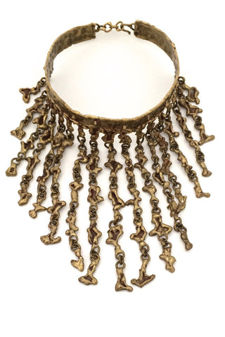 Pal Kepenyes style massive brutalist vintage brass kinetic choker neck piece