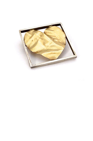 Pat Flynn New York USA 18k gold sterling silver heart brooch