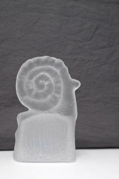 Pavel Panek Kozoroh goat frosted glass sculpture for Rudolfova Czechoslovakia 1971