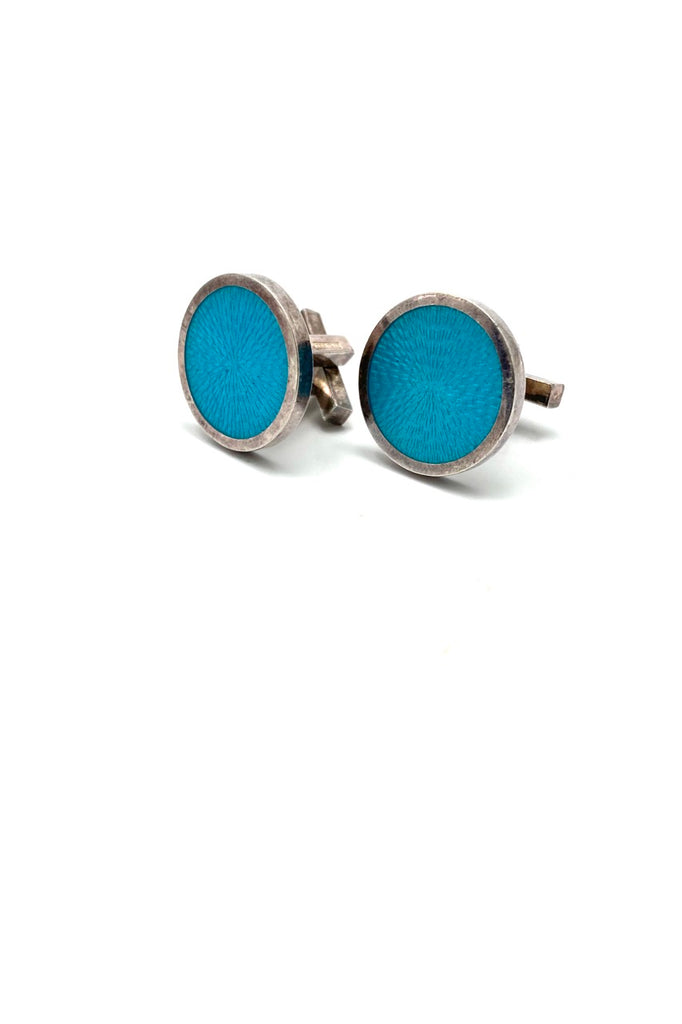 Pekka Piekainen Auran Kultaseppa Finland vintage silver enamel cufflinks Scandinavian Modernist jewelry design