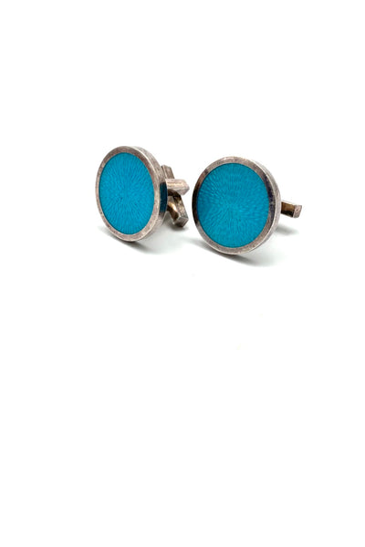 Pekka Piekainen Auran Kultaseppa Finland vintage silver enamel cufflinks Scandinavian Modernist jewelry design