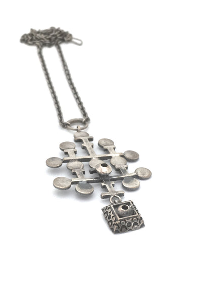 Pentti Sarpaneva Finland large vintage silver mid century kinetic pendant necklace Scandinavian design